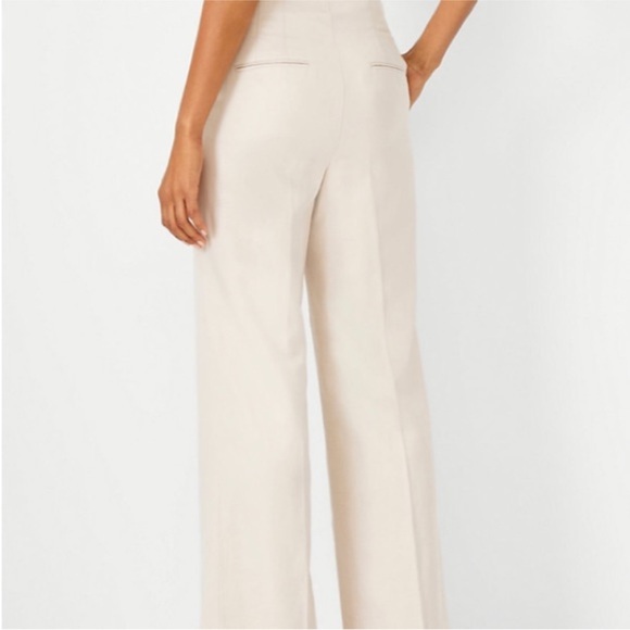Ann Taylor Linen Women’s The Seamed Wide leg Dress Pants size 0 cream - Picture 2 of 14